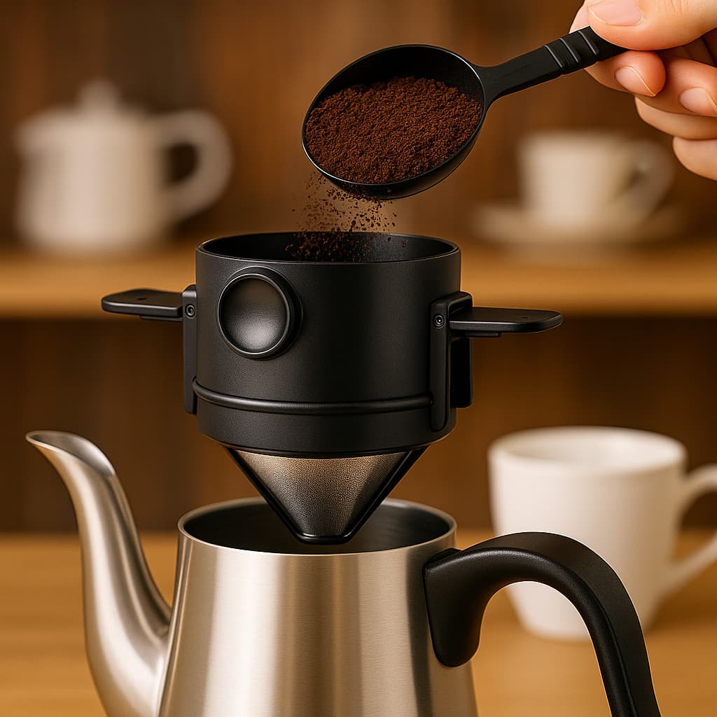 Mini Filtro Coador de Café Portátil Reutilizável Com Suporte Dobrável Lavável