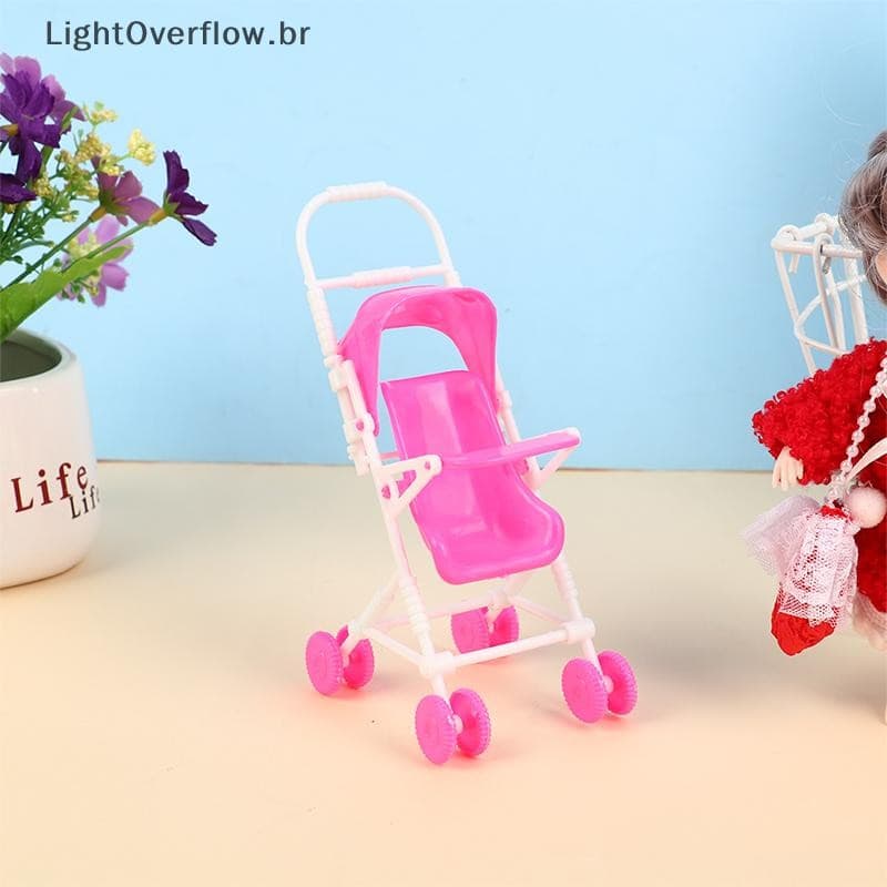 [LightOverflow] 1 Peça Decorações De Cena De Casa De Boneca 12 Cm Berço De Bebê Acessórios Carrinho De Simulação [BR]
