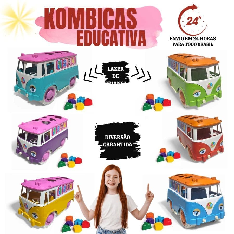 Brinquedo Educativo Carrinho Kombi Peças De Montar Kombica Gugu