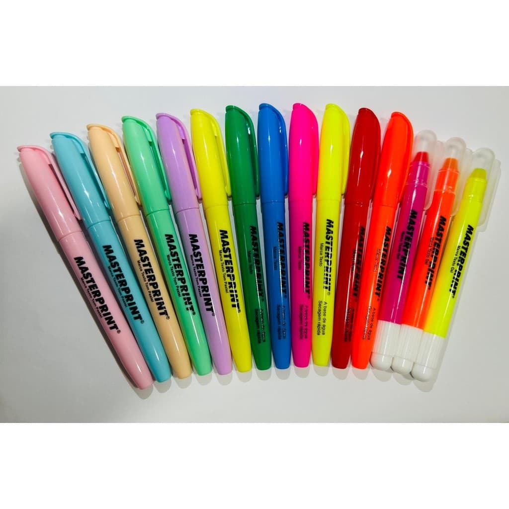 Kit marca textos em gel, pastel e tradicional