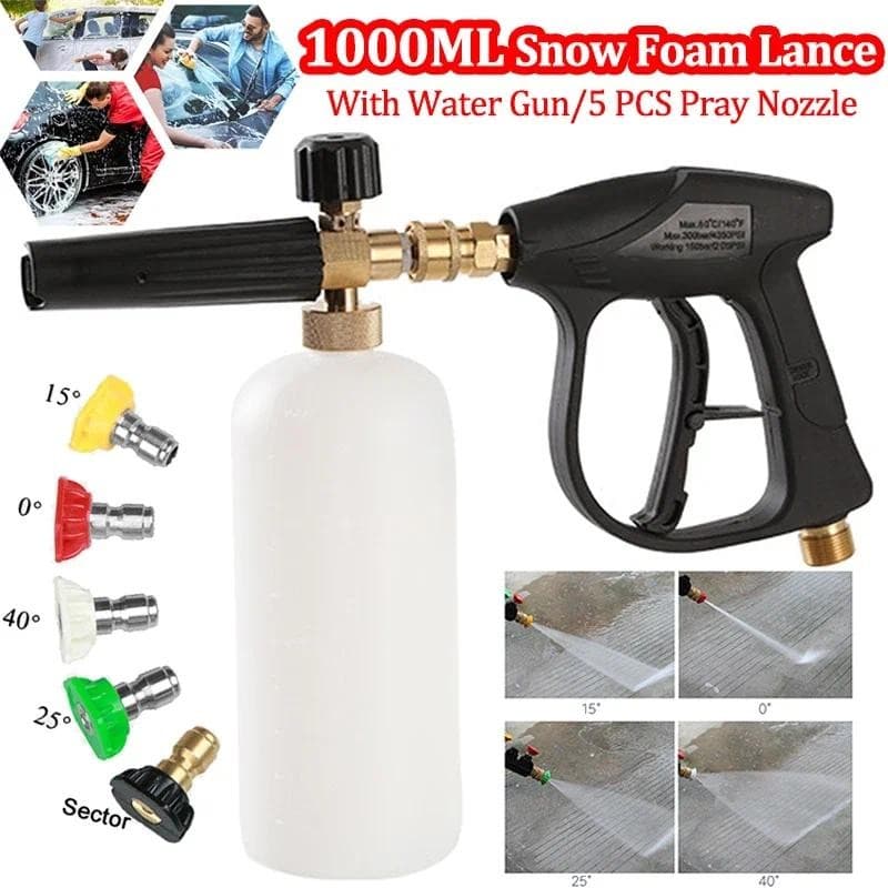 Lança De Espuma De Neve De Alta Pressão , Lavadora De Carro , Conector De 1/4 " , Bico Pulverizador Ajustável , Gerador