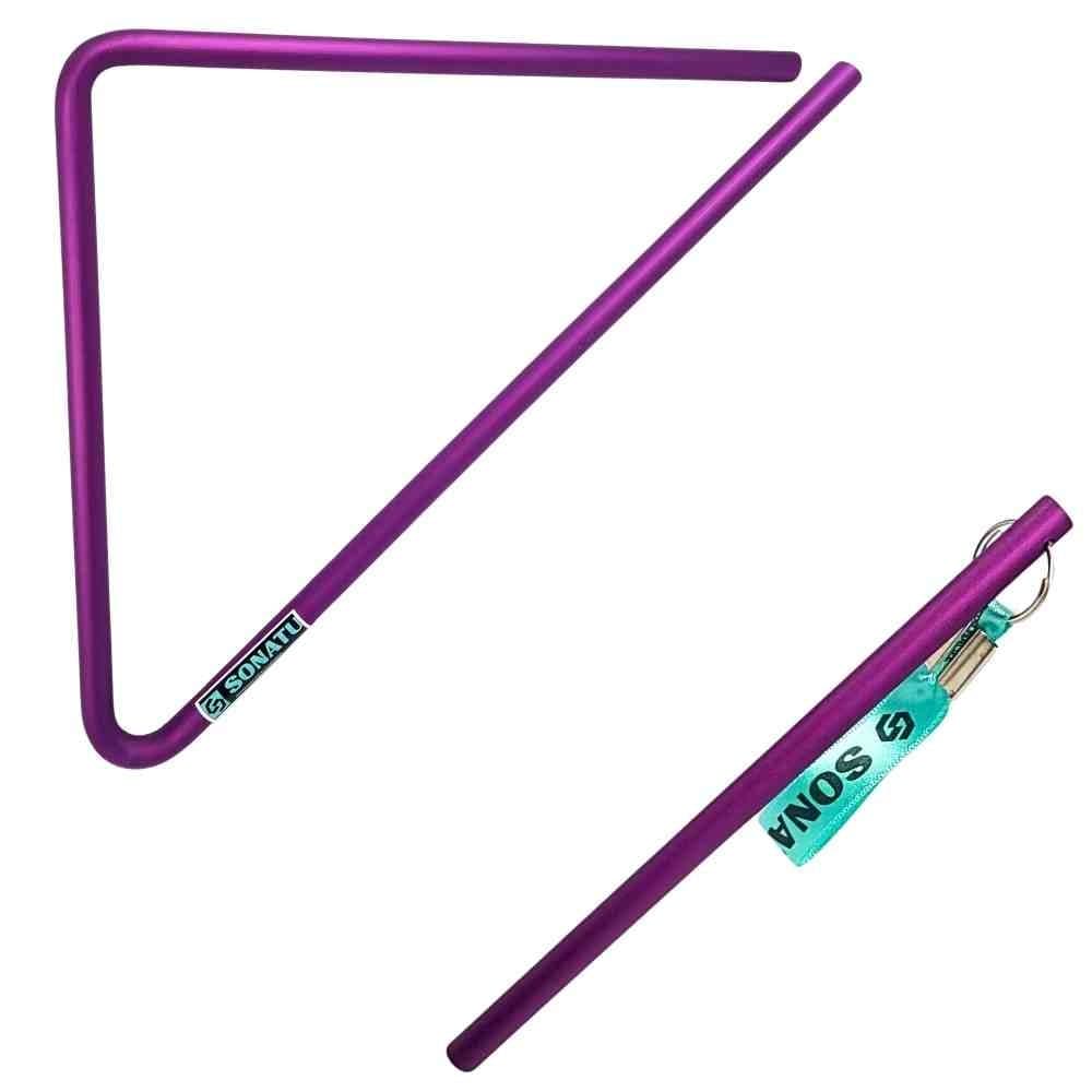 Triângulo Médio 25 cm em Alumínio com Baqueta Leve e Resistente Roxo - Sonatu