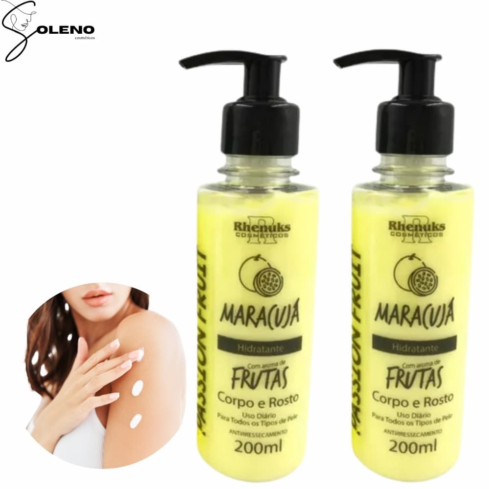 2 Cremes Hidratantes Maracujá Maciez Absorção Rápida Perfumado com Duração Longa Textura cremosa
