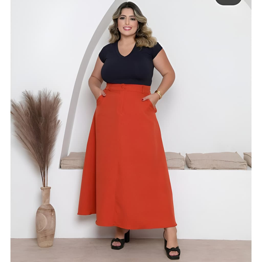 Saia Feminina Plus Size Alfaiataria