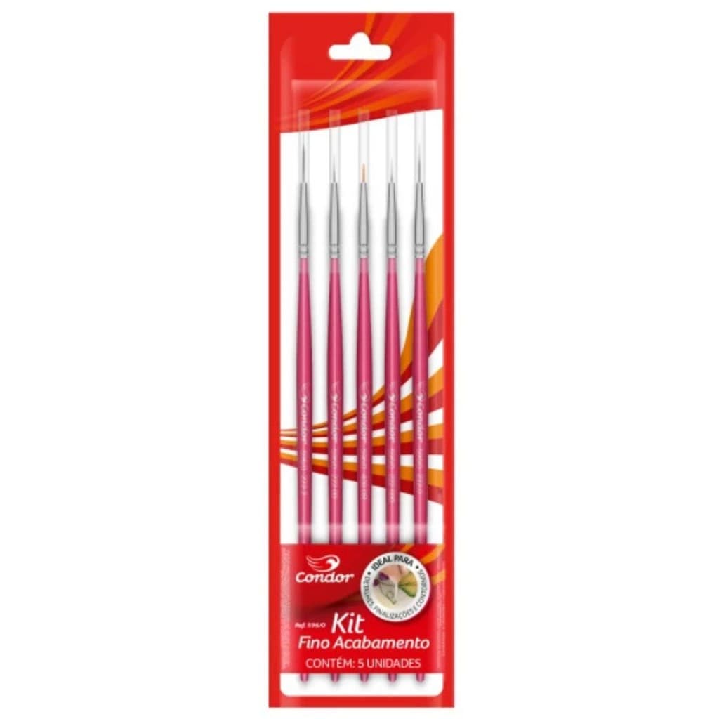 Kit com 5 Pincel Fino para Acabamento 596/0 - Condor
