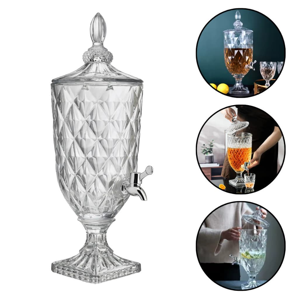 Suqueira de Vidro 2 Litros com Dispenser Diamond Transparente / Fume / Ambar Luxo