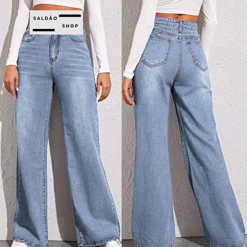 Casual Calça Jeans Feminina Lisa Lavada com Bolso e Bigode CAL50105