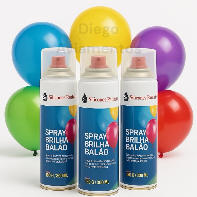 3 Un. Spray Brilha Balão Renovar Bexiga Buffet Festa 300 Ml