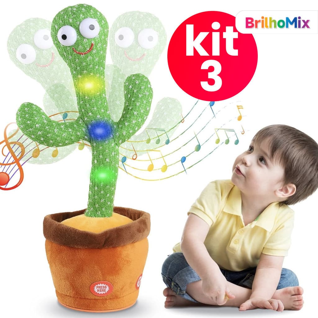 Brinquedo interativo de cacto dançante com músicas, presente criativo para crianças