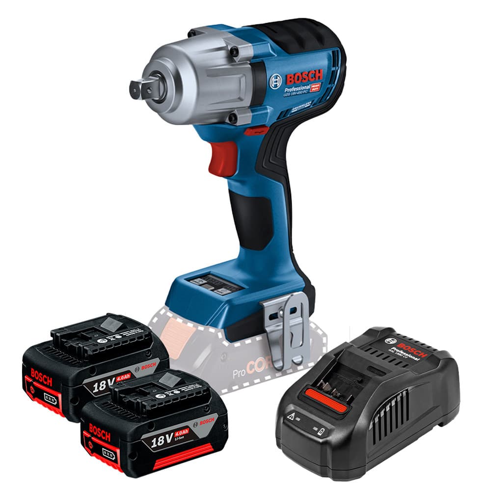Kit Chave Impacto 1/2" a Bateria 18V Motor Brushless GDS 18V-450 PC + 2 Baterias 18V 4Ah GBA 18V 4Ah + Carregador Bosch