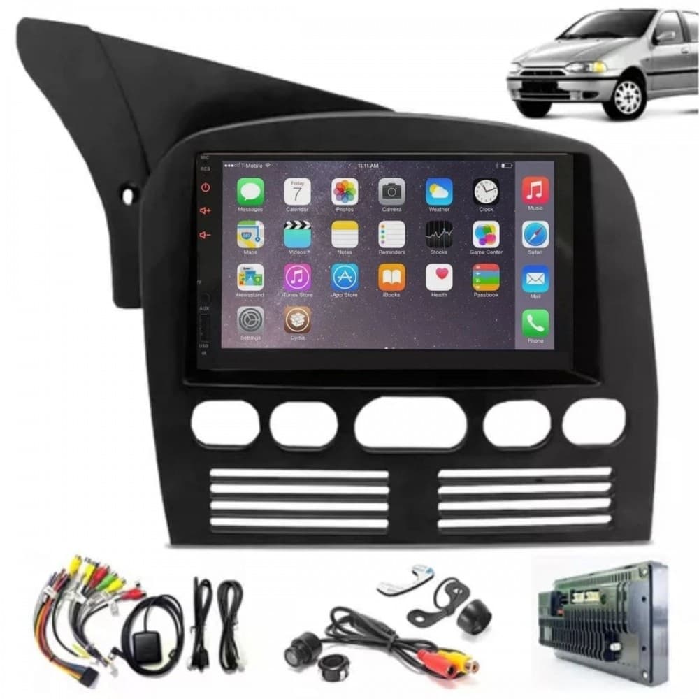 Central Multimídia 2 Din Mp5 Fiat Palio G1 Câmera Moldura Tela