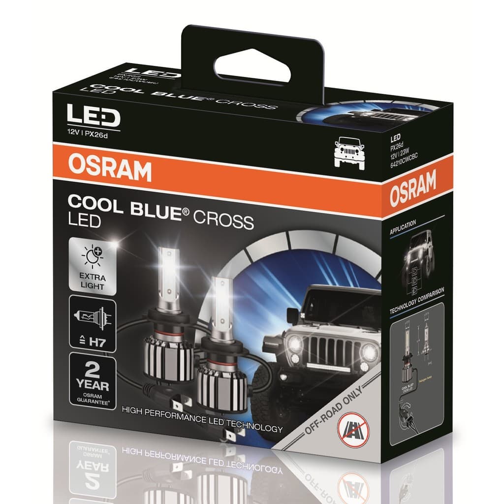 Par Lâmpada Osram Led Cool Blue Cross H7 6000K Super Branca