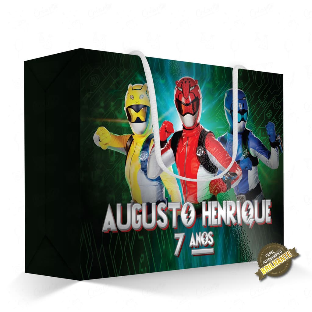 10, 15, 20 ou 25 unid - Caixa Surpresa - Power Rangers (Mod 2) -[QUALIDADE PREMIUM COM BRILHO] - Sacolinha Personalizada