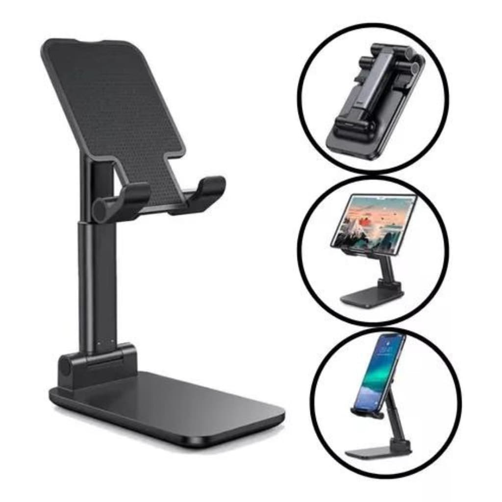 Suporte de Mesa Universal Ajustável para Celular e Tablet até 7" - Preto