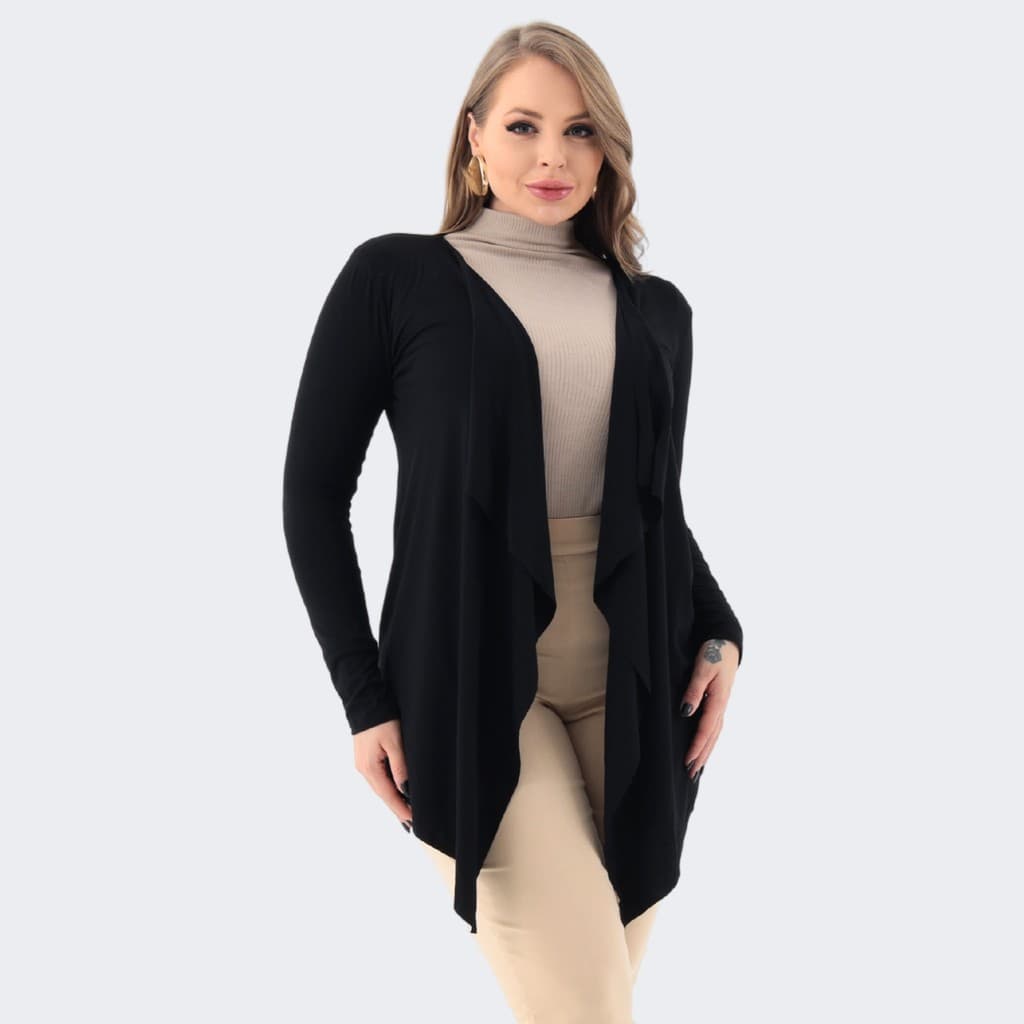 Cardigan Longo  Assimétrico Feminino Casaco  Kimono Feminino