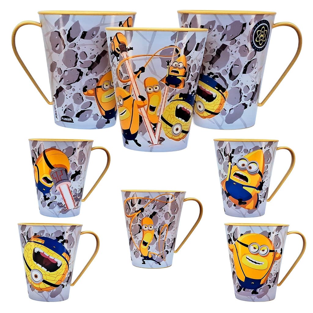 Caneca Minions Infantil de Plástico 360 ml Personagens Plasútil