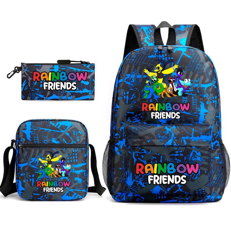 Nova Mochila de Mercadoria Rainbow Friends Mochila Estrelada para Estudantes do Ensino Fundamental Conjunto de Três Peça