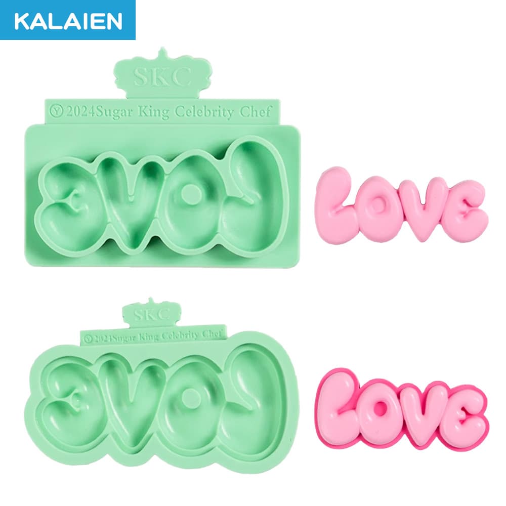 KALAIEN Molde de Silicone em Forma de Coração com 2 Padrões, Novo Molde para Fondant, Decoração de Bolo de Dia dos Namor