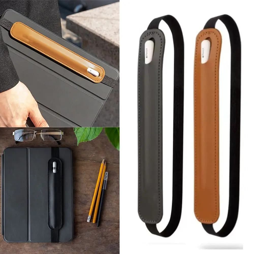 Estojo de Lápis de Couro PU de Luxo com Fivela Elástica para Caderno, Caneta e Capa para Caneta Touch Screen, Ideal para