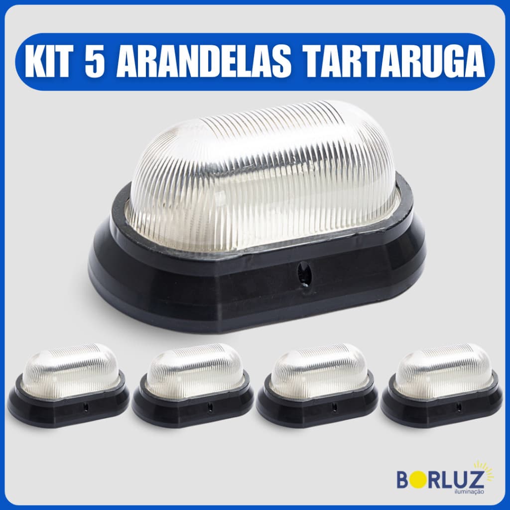 Kit 5 Luminárias de Parede Arandela Tartaruga Sem Grade E27 Bivolt Área Externa e Interna 110v 220v