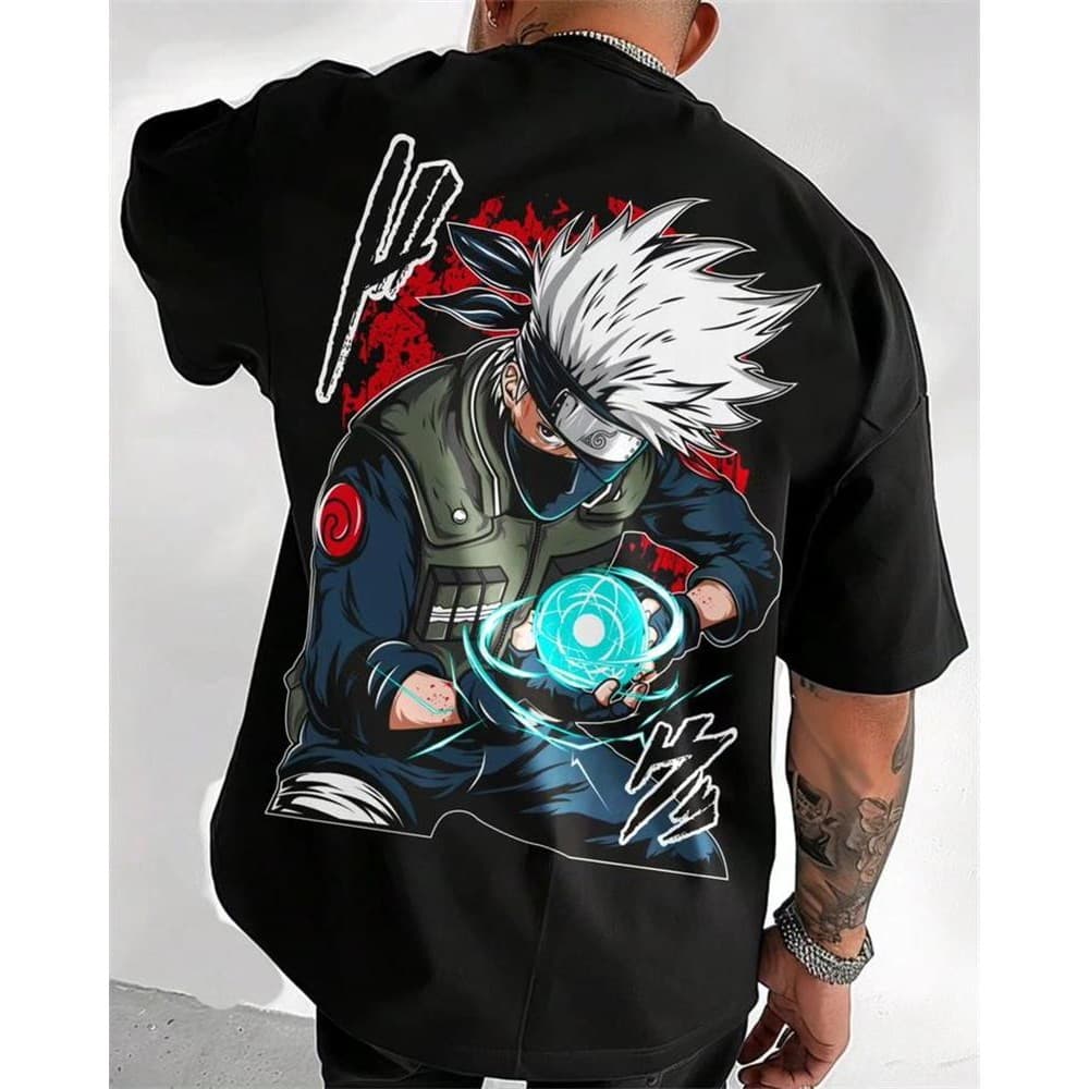 Camiseta Unissex Oversized Plus Size Feminina Masculina   unissex  streetwear naruto hatake kakashi anime mangá