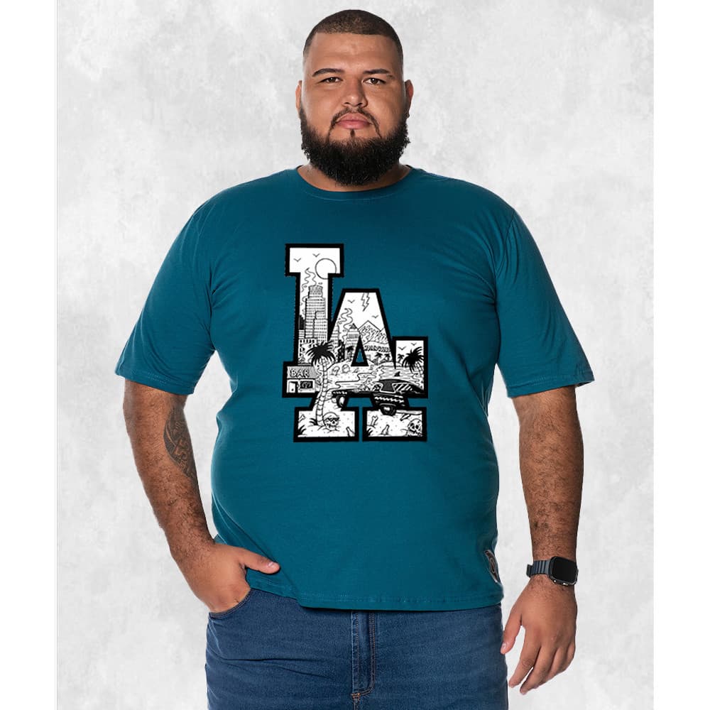 Camiseta Plus Size Unissex Premium T-shirt LA Paisagens