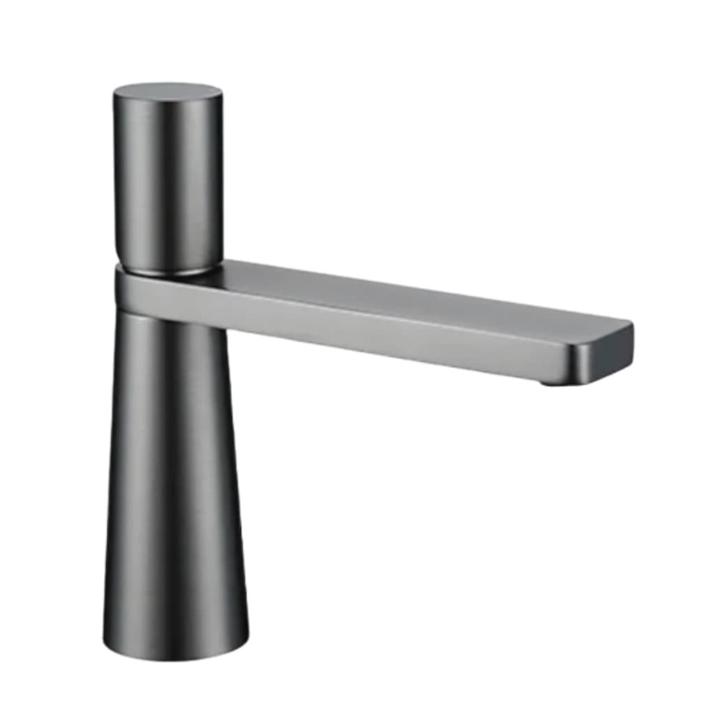 Torneira slim baixa Monocomando Voluta para Cuba lavatório Banheiro Lavabo Pia Cinza Fosco Metal PMX