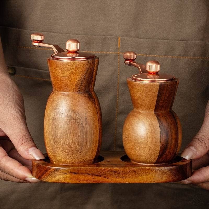 Moedor de pimenta utensílios de cozinha cozinhar núcleo cerâmico com manivela manual madeira de acácia vaso criativo sal
