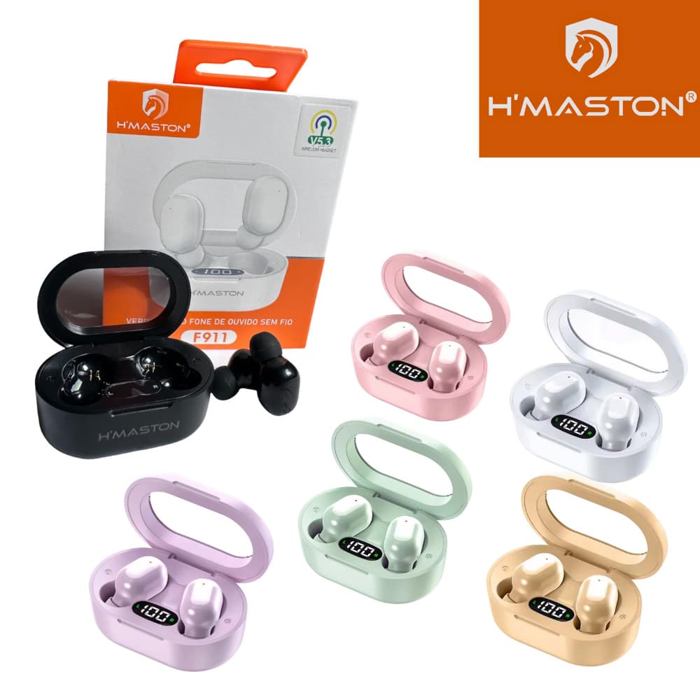 FONE DE OUVIDO IOS ANDROID WIRELESS HEADSET BLUETOOTH  V5.3 C/ VISOR SEM FIO H'MASTON F911 ORIGINAL