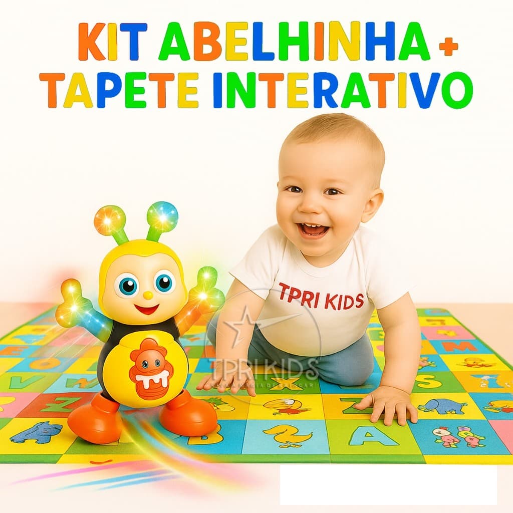 Kit Abelhinha Dançarina + Tapete de Atividades Grande Térmico Bebê Bichinho Abelha Abelinha Musical