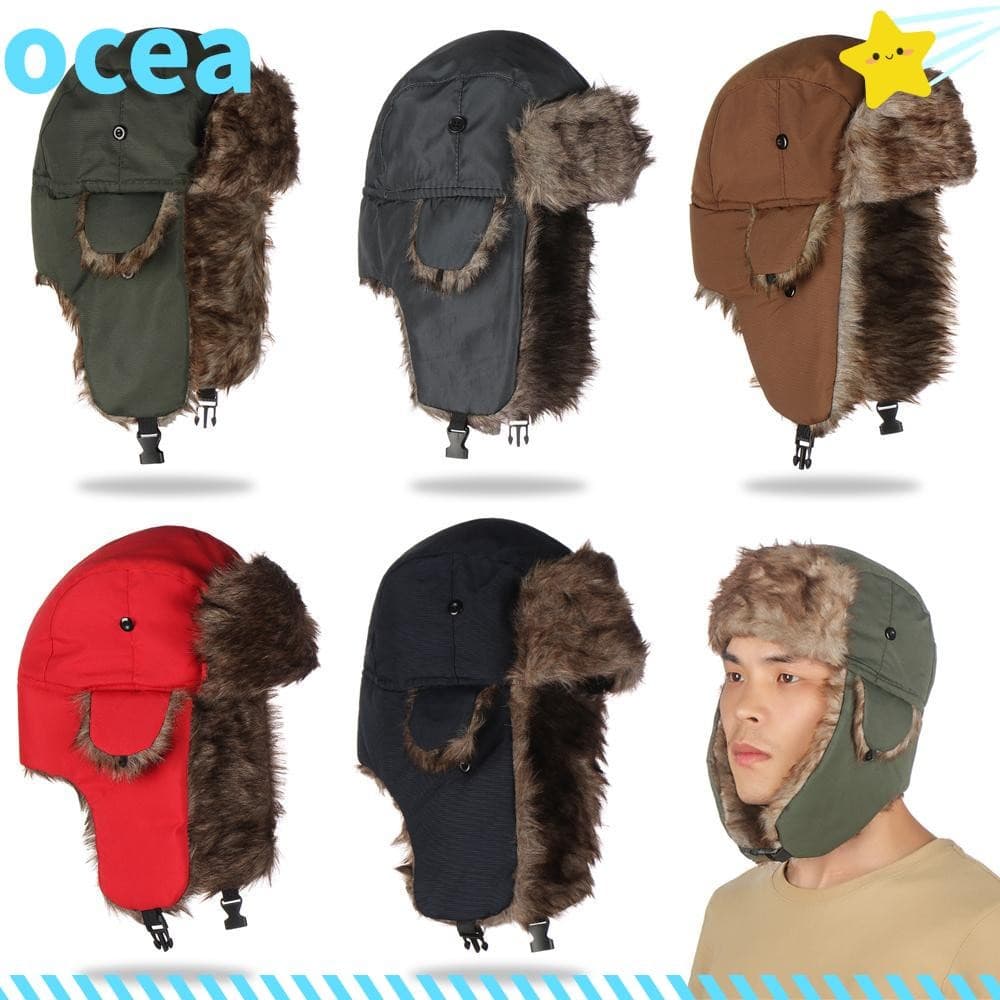 OCEA Russo Ushanka Earflap Homens Mulheres Boné Quente De Inverno