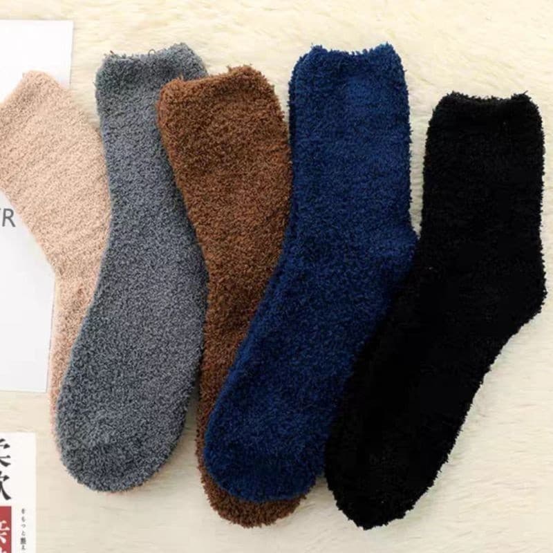 Meias grossas e quentes de lã coral para homens e mulheres, meias de outono e inverno