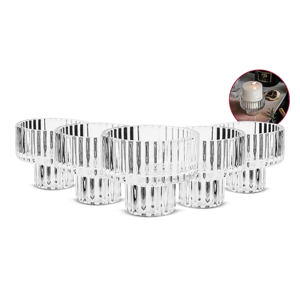 conjunto 6 suporte porta vela castiçal vidro enfeite cônico