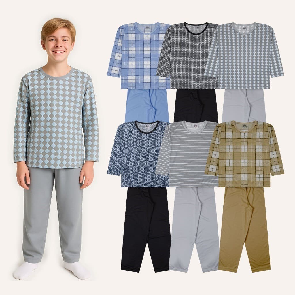 Conjunto de Pijama Estampado Infantil Juvenil Masculino