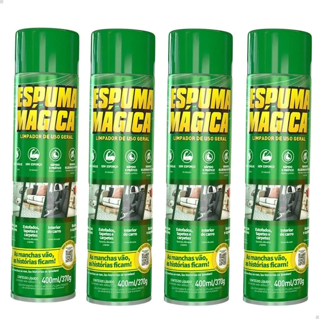 Kit 4 Espuma Magica Spray Limpeza Limpador Uso Geral Proauto