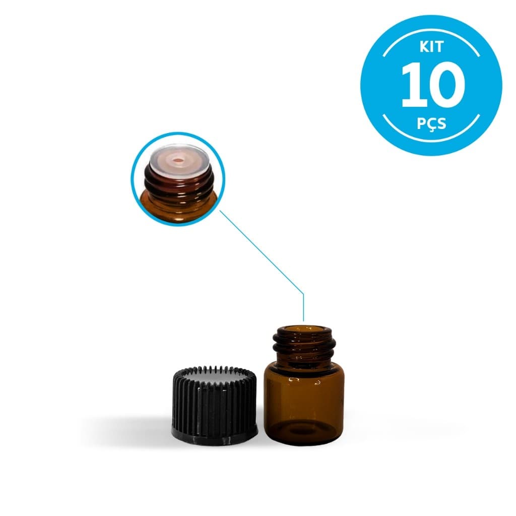 10 Frascos Vidro Âmbar Gotejador 1ml