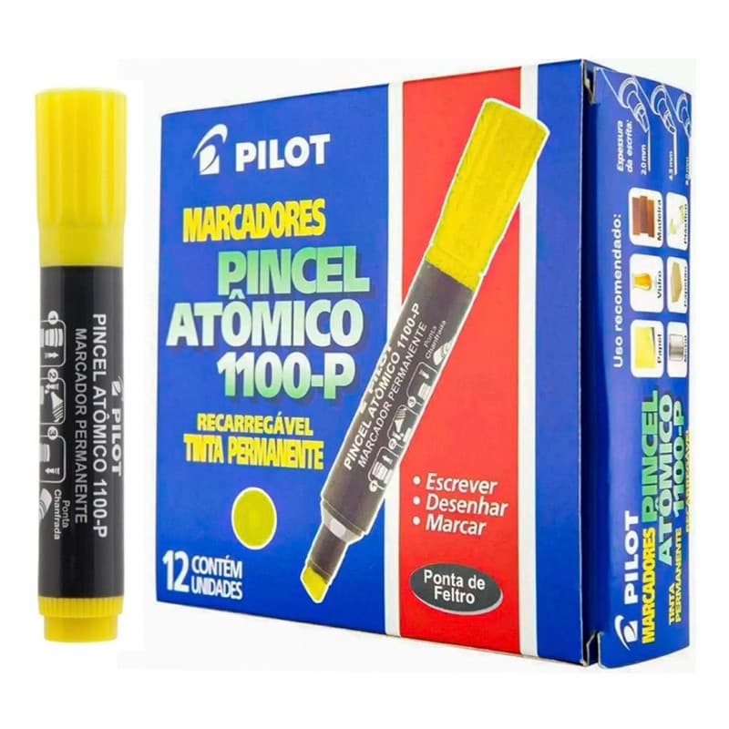 Pincel Atômico Pilot 1.100- amarelos - Cx C/ 12 Un