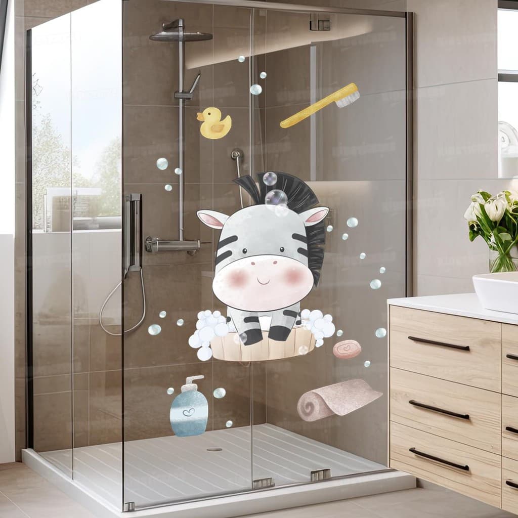 Adesivo Safari Infantil Lavável Seguro Quarto Bebê Piscina Banheiro Criativo Fácil Aplicação Kids