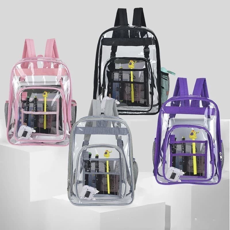 Mochila pvc pvc grande bolsa escolar mochila transparente