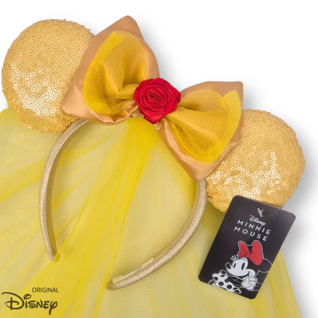 Tiara Bela Princesa Minnie Coroa Veu Brilhante Lantejoula Paete Fantasia Rosa