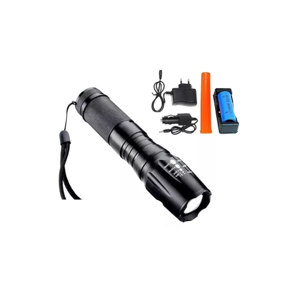 Lanterna Potente Tática Recarregável X900 Led T6 Luxeon Zoom e sinalizador