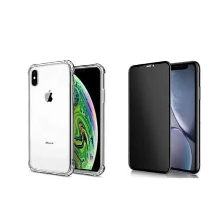 IPhone XR Kit Capa capinha case Anti-Impacto Transparente + Película Privacidade Anti-Spy