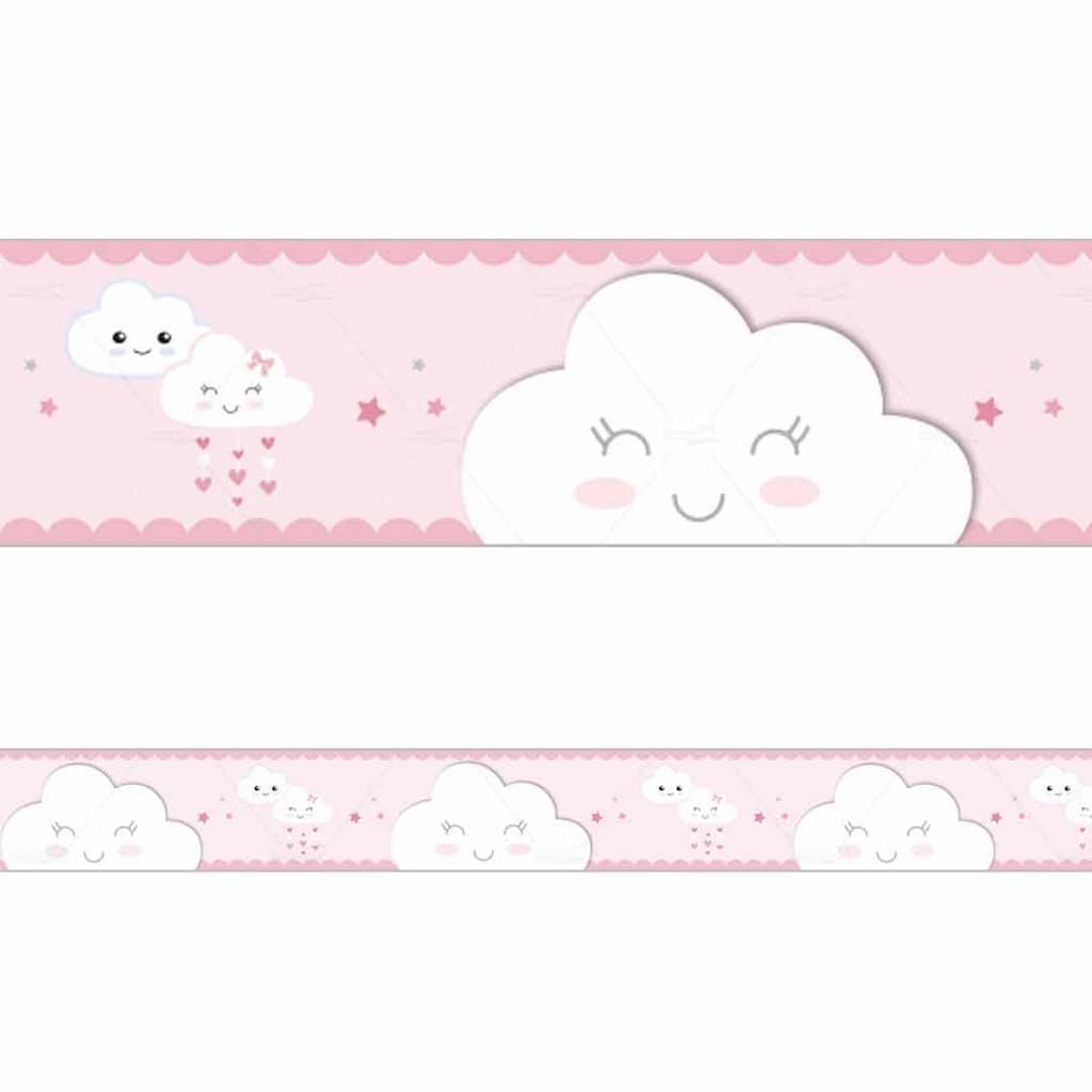 2 FAIXAS BORDER DECORATIVA ADESIVO NUVEM ROSTINHO CHUVA DE AMOR