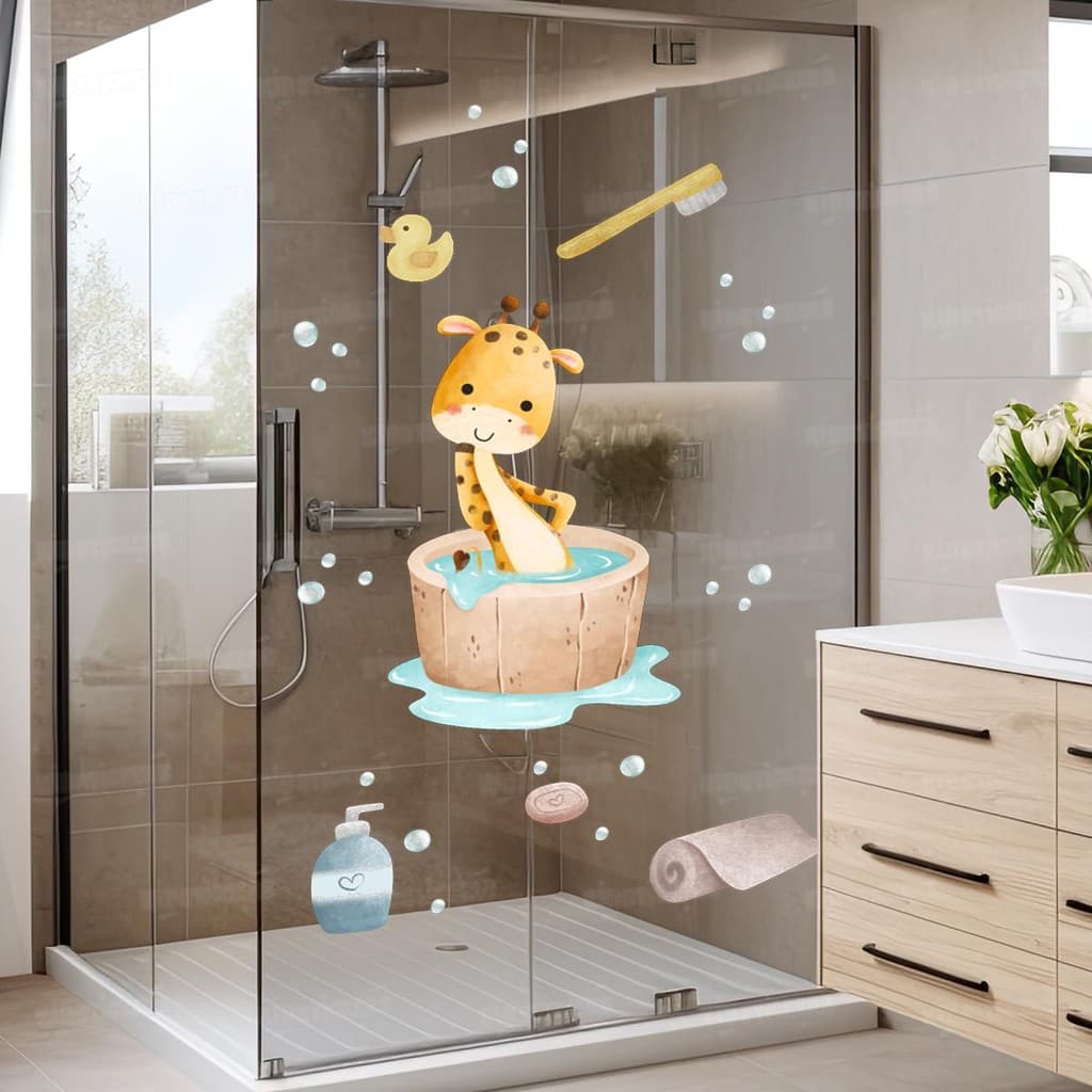 Kit Adesivos Safari Lavável Seguro Fácil Aplicação Box Banheiro Piscina Quarto Bebê Criança Criativo