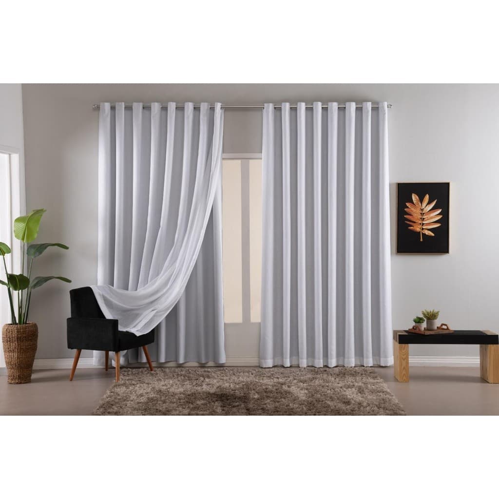 Cortina Gaze De Linho E Blackout 6,0m x 2,30 Para Quarto E Sala