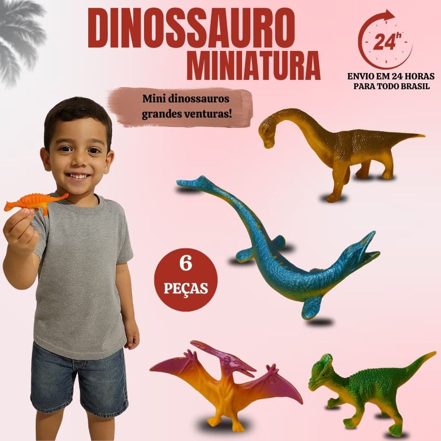 Kit Dinossauros Brinquedo Boneco 6 unidades Miniatura Jurassic Infantil