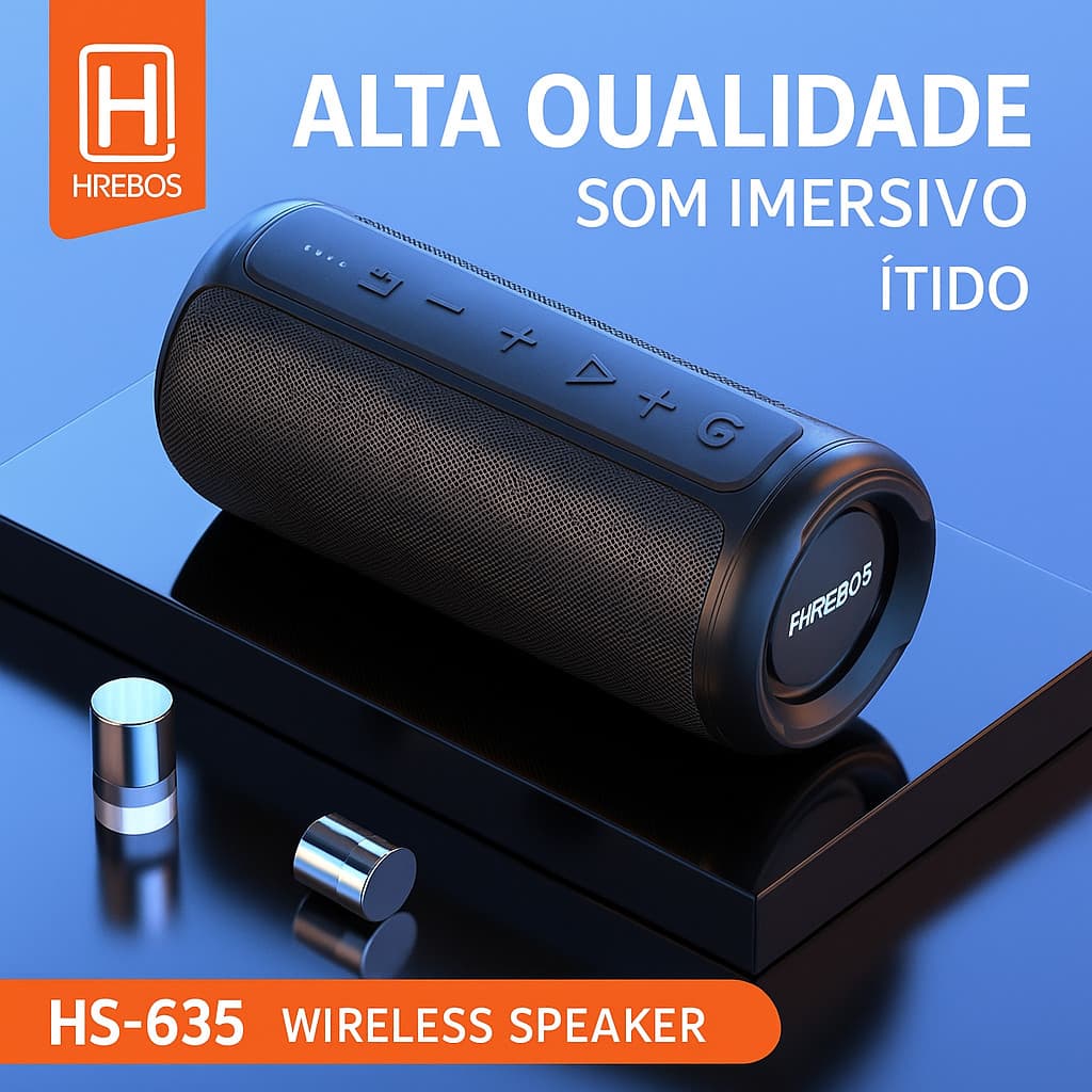 Caixa De Som Original Hrebos Prova D'água Ipx7 Tws Hs-635