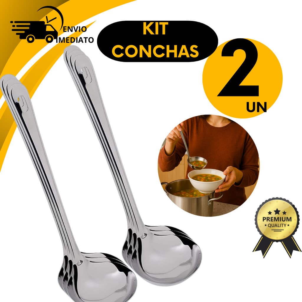 Concha 2 Peças Inox para Caldos Feijão Sopas Molhos Louça Utensílio de Cozinha Restaurante