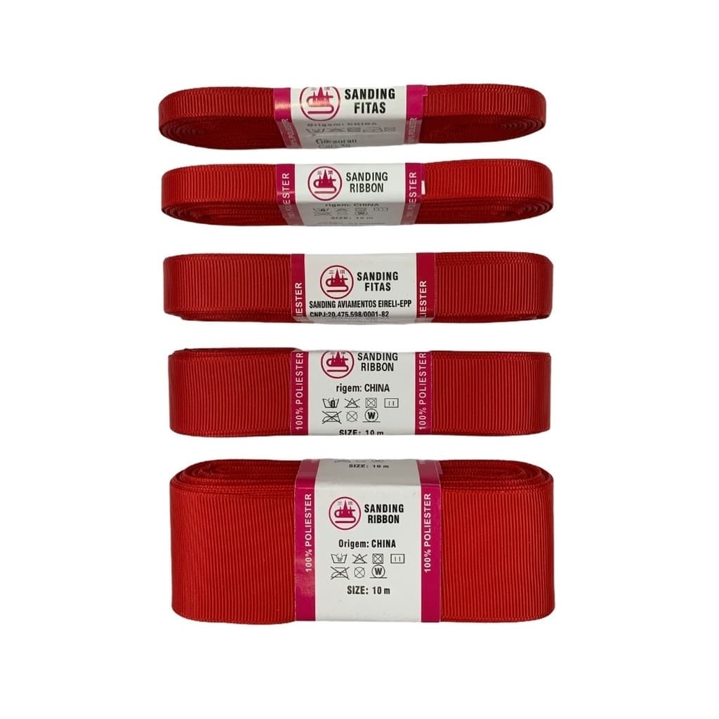 Fita Gorgurão Lisa Sanding Cor 040 (Vermelho) - 10 metros