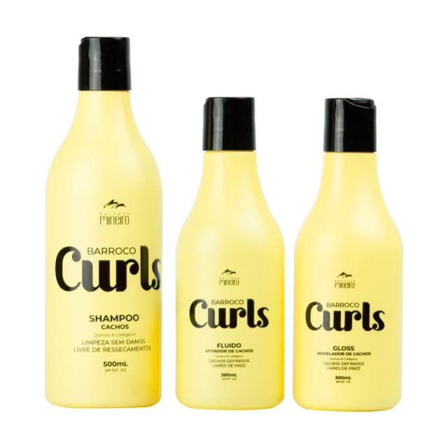 Kit Barroco Mineiro Curls Shampoo + Gloss Modelador + Fluido